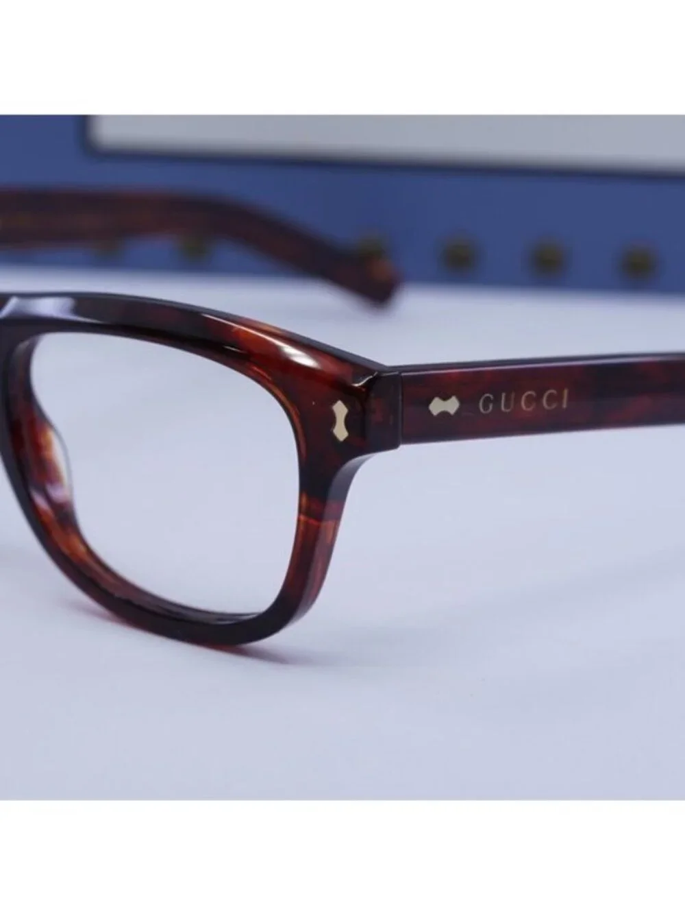 Gucci GG1526O 003 Square Eyeglasses Shiny Reddish Havana 52mm